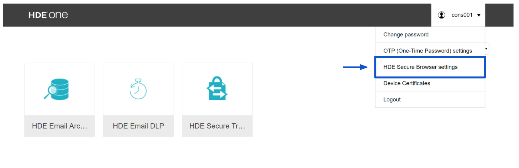 Secure Browser Settings screen in the User Portal