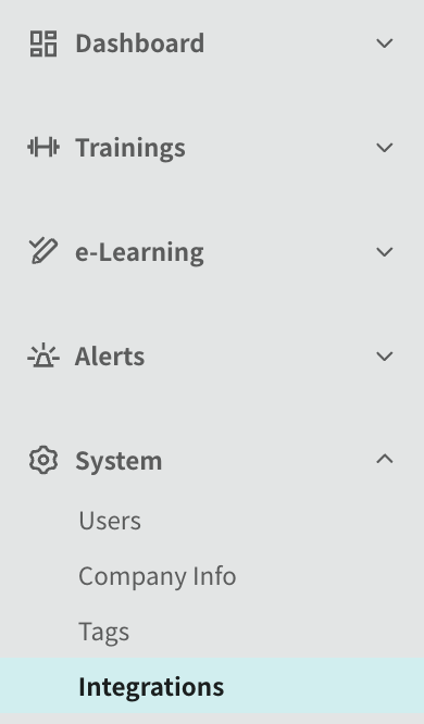 [Integrations] menu screen