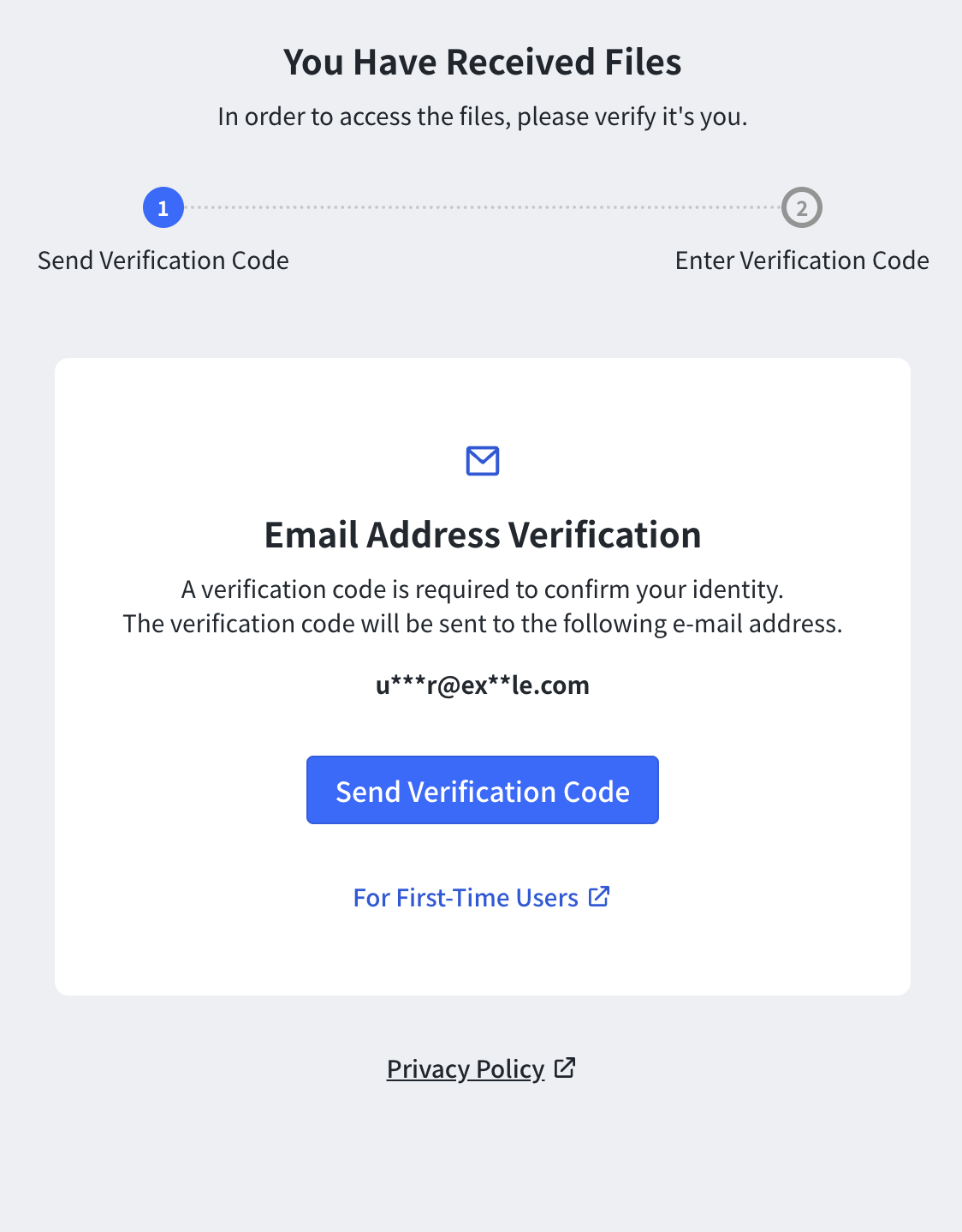 Masked email address screen