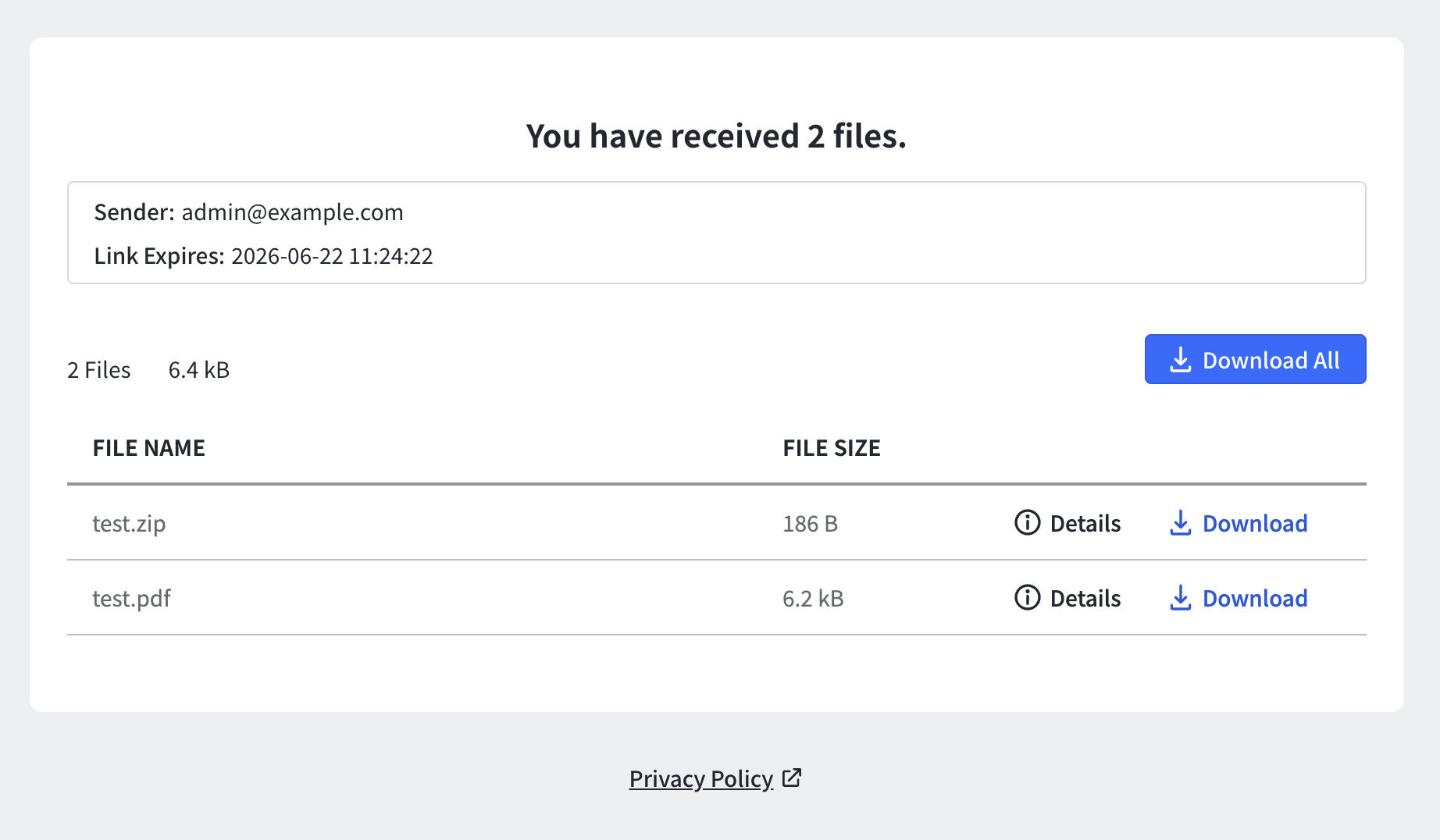 File download screen