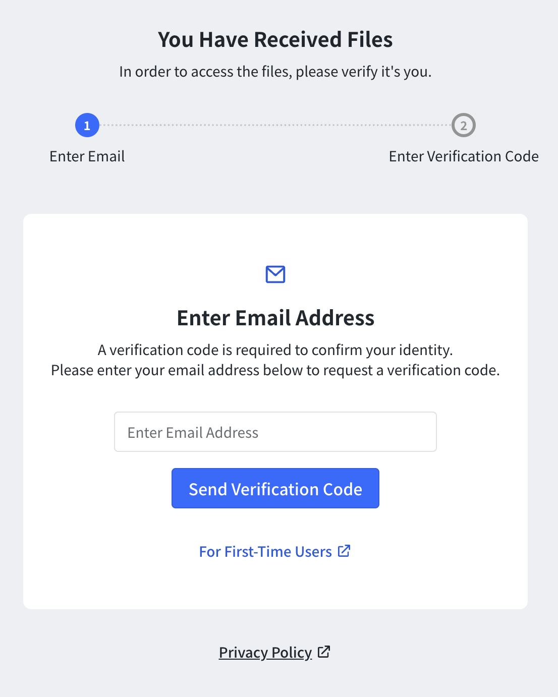 Email address entry screen