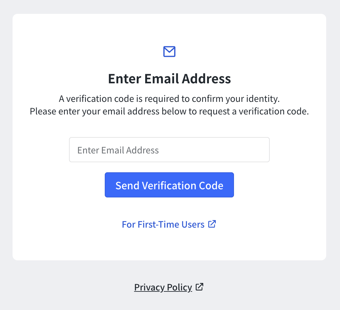 Email address entry and send screen
